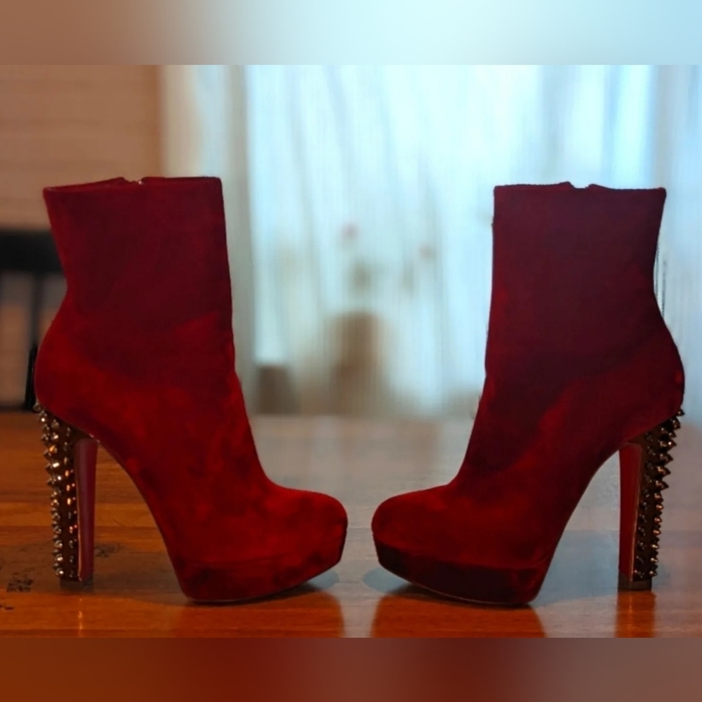 Christian Louboutin Booties with gold spiked heels